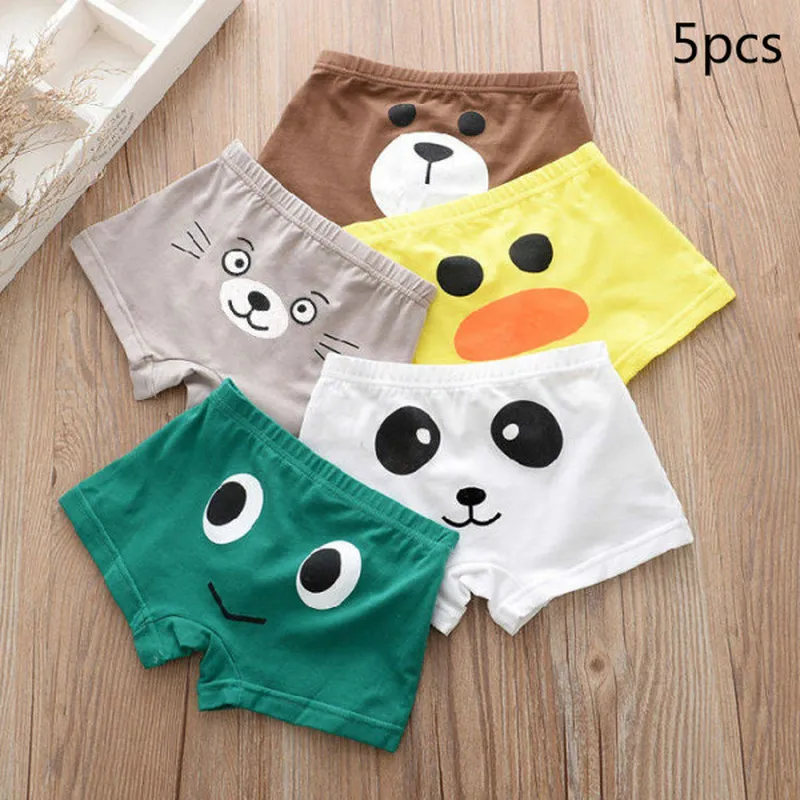 5 unids/lote niños ropa interior de los niños de dibujos animados pantalones cortos bragas bebé niño boxeadores ropa interior 95% algodón adolescente ropa interior 1-12T