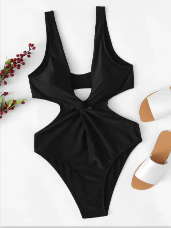 Пикантные однотонные Одна деталь купальника Для женщин пуш-ап с эффектом боди