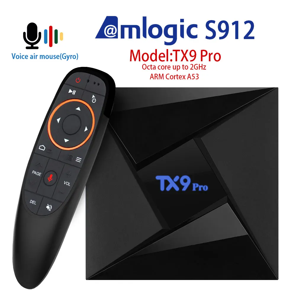 ТВ Box Android 7,1 3 Гб оперативной памяти, 32 Гб встроенной памяти, TX9pro 4K IPTV, Amlogic S912Google голосовой помощник медиаплеер Netflix Youtube set top tv Box