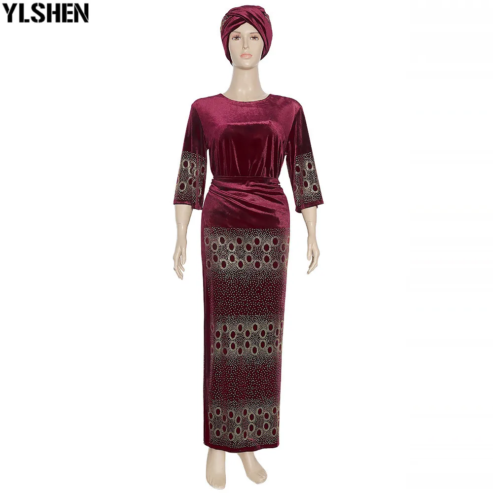 African Dresses for Women 3 Piece Set Dashiki Diamonds Tops Skirt African Clothes Bazin Broder Riche Fashion Robe Africaine Femme 45
