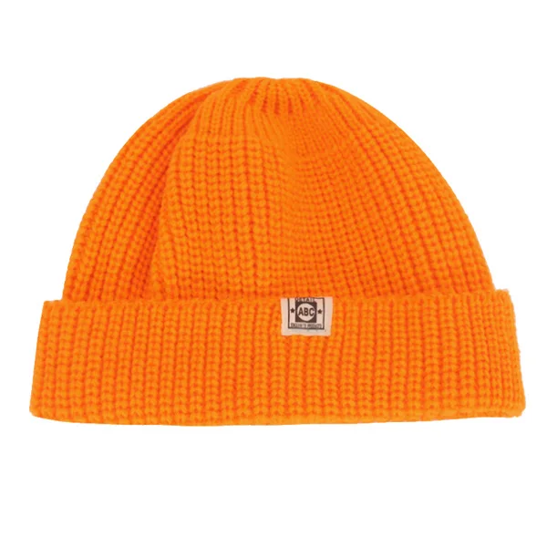 Модная шапка Docker, зимняя вязаная шапка с черепом, уличная мужская вязаная шапка без козырьков, Женская Повседневная Кепка в стиле хип-хоп с манжетами, короткая Кепка ABC с дыней - Цвет: orange