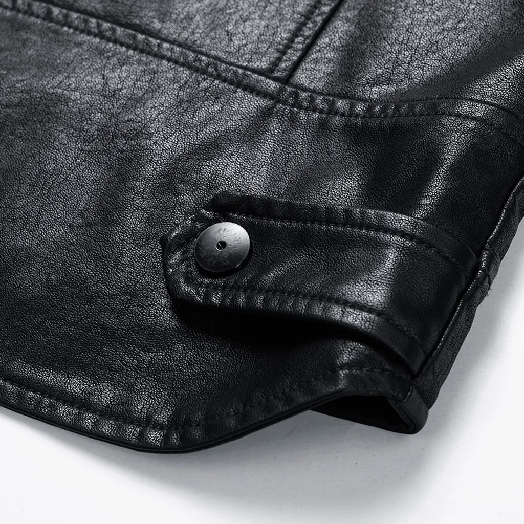 Мужская кожаная куртка кожаная курка мужская jaqueta de couro masculino осенне-зимняя однотонная кожаная куртка с длинными рукавами#3