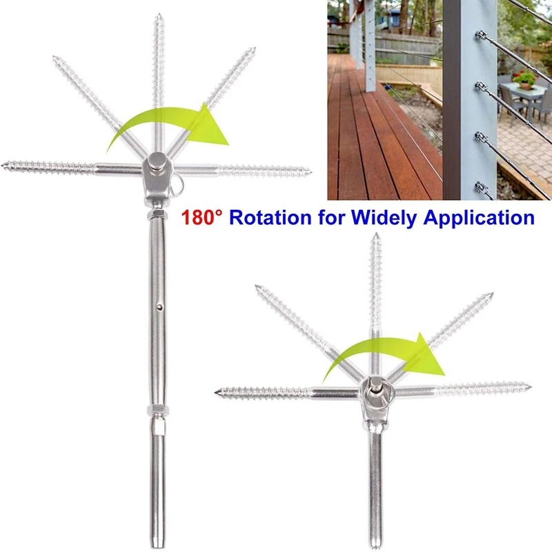 Топ 15 Упаковка Регулируемый 316 из нержавеющей стали палубный кабельный трек Комплект для деревянных постов Swage Turnbuckle Eye End Деревянные