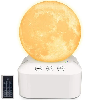 

White Noise Machine,Sleep Sound Machines with Dimmable 7 Color Changing Moon Night Light Lamp 3D Printing,Relaxing