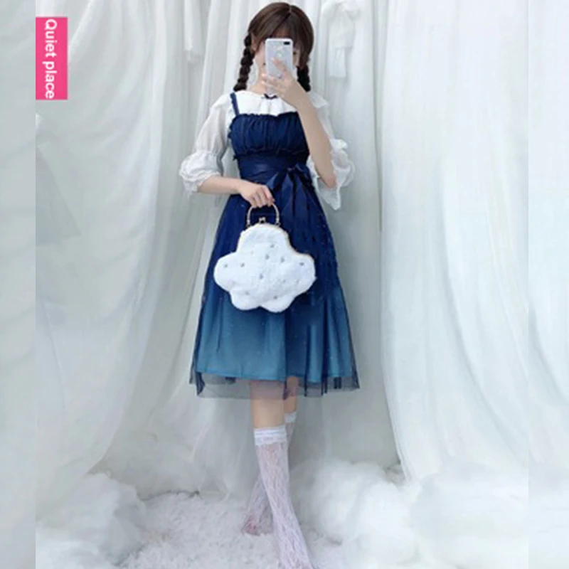 1 шт. японское мягкое платье с длинным рукавом для сестры перекрестным шлейфом