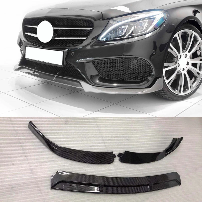C Класс углеродного волокна передний бампер спойлер для Mercedes Benz W205 C63 AMG C180 C200 C260 спортивный бампер 15-18 автомобильный Стайлинг