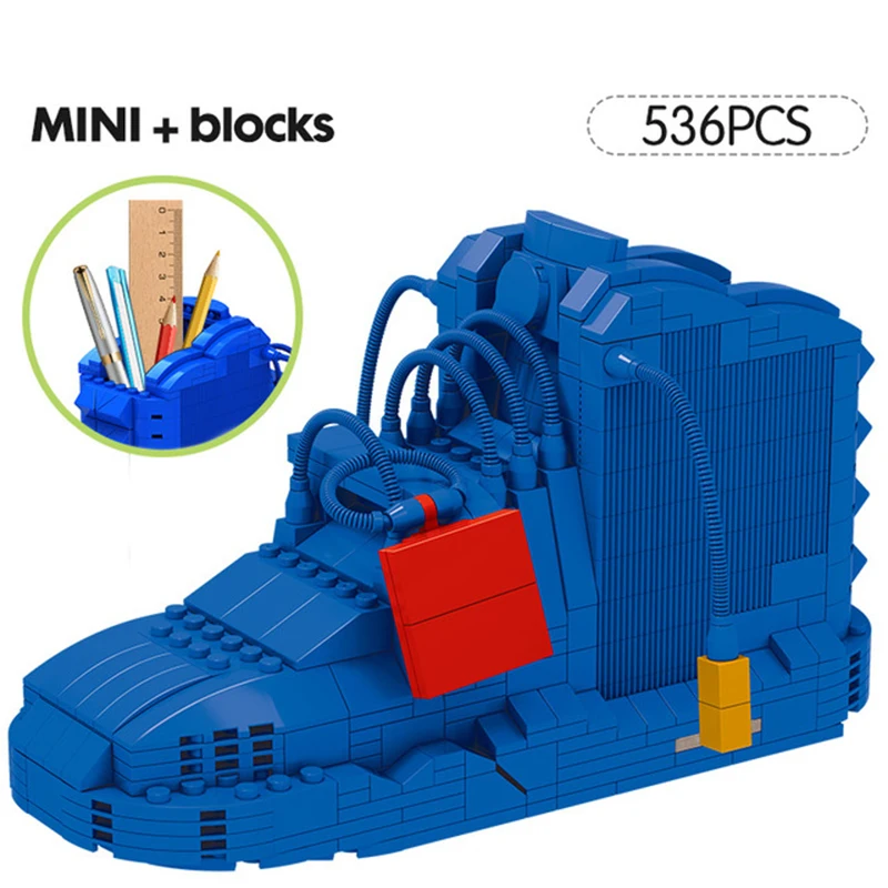 Mini Cute Sport Basketball Shoes Building Blocks Sneakers Model Pen Container Bricks Pencil-box Toys for Children Birthday Gift
