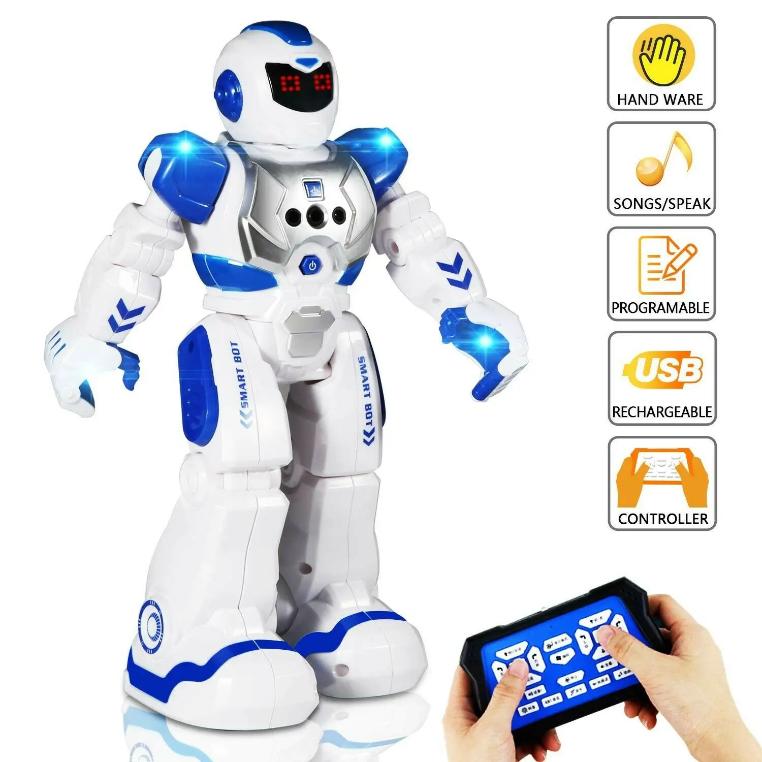 Smart RC Robot Toys for Kids LED Intelligent Interactive Music Dance Gifts 
