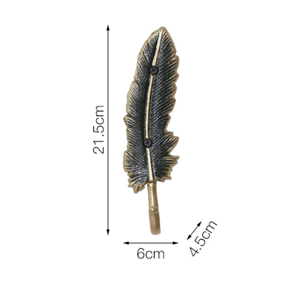 Feather Shape Decorative Behind Door Easy Install Rustproof Iron Structure Hallway Bathroom Clothes Wall Mounted Home Hook