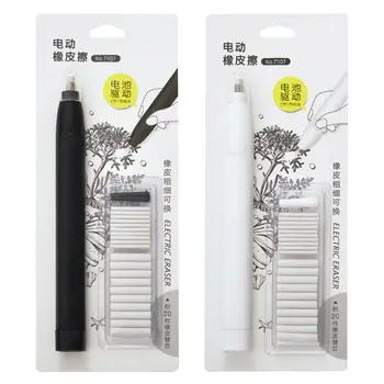 

Kawaii Electric Pencil Eraser with 20pcs Refills for Kids Painting Sketch Drawing Office School Supplies Stationery