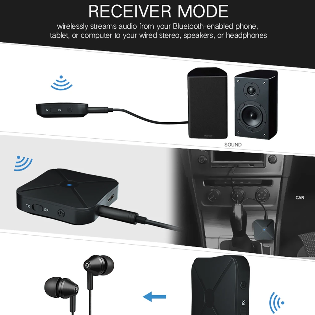 2-в-1 Беспроводной Bluetooth 4,2 аудио приемник передатчик телевизионные наушники дома MP3 ПК 3,5 мм bluetooth-адаптер