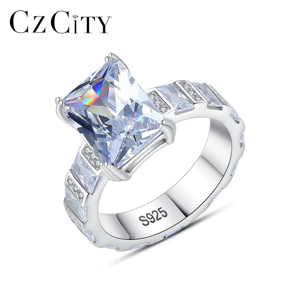 CZCITY реальные 925 стерлингового серебра обещание обручальные кольца для женщин