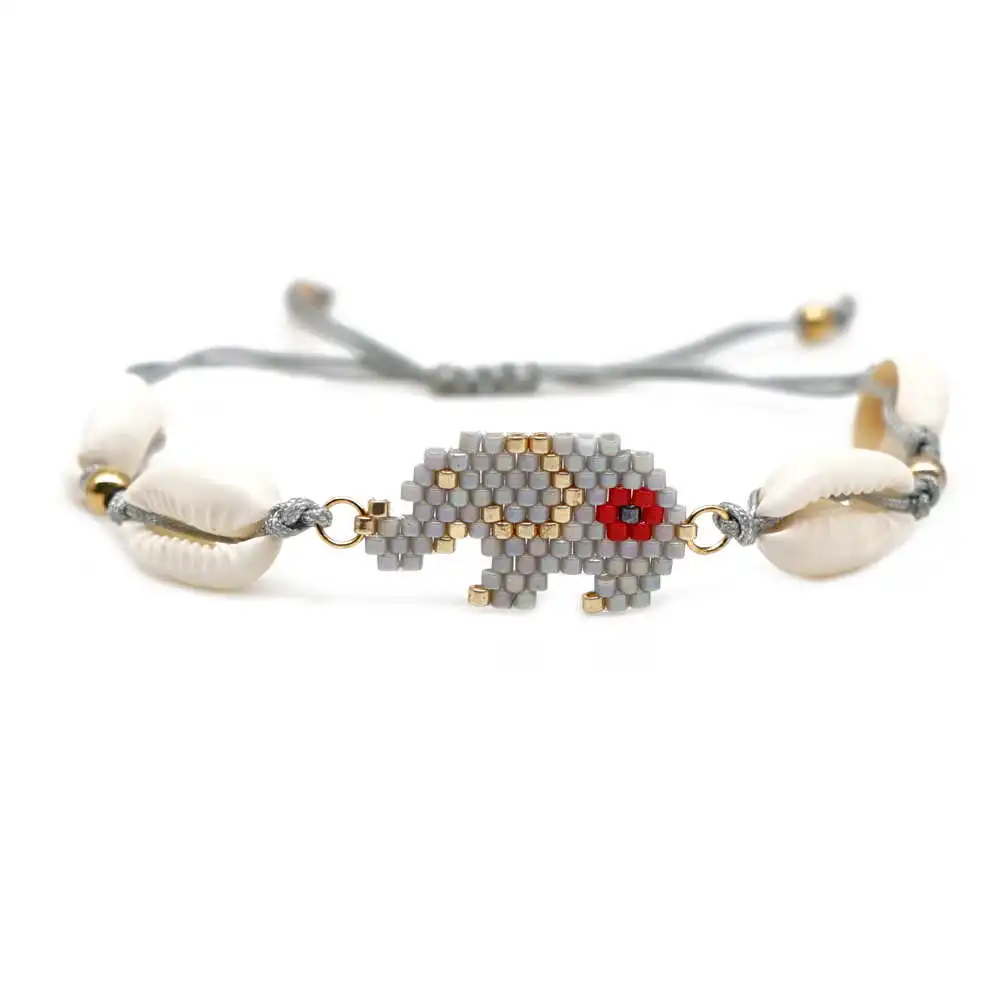 Go2boho браслет в виде ракушки для женщин слон Pulseras Mujer Boho Delica Perles MIYUKI ювелирные изделия серые детские браслеты с животными тканые