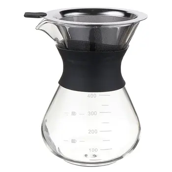 

2020 Glass Coffee Pots Heat Resistant Classic Coffee Maker Pour Over Coffeemaker Coffee Pot Stainless Steel Coffee Filter#2