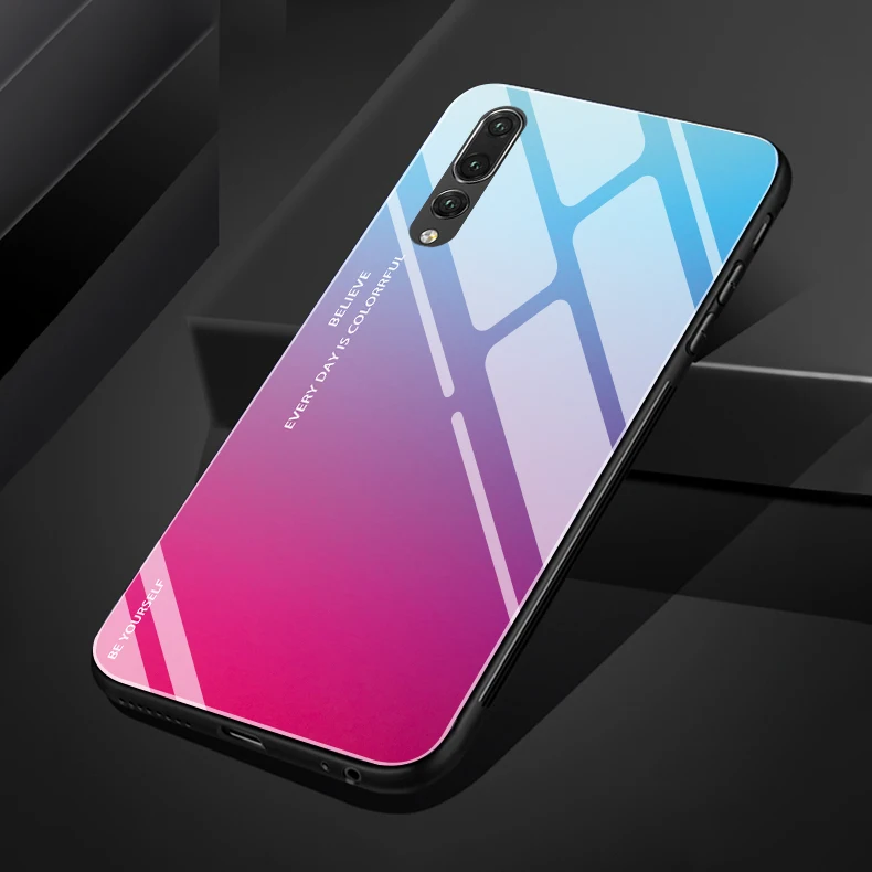 Будьте собой для huawei P9 P10 P20 P30 Plus Pro lite Honor 8 9 10 lite 9i 8C 8X Gradation закаленное стекло задняя крышка чехол для телефона