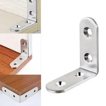 

4PCS L Shape Stainless Steel Right Angle Bracket Corner Brace Joint Shelf Support Corner Bracket Angle Code