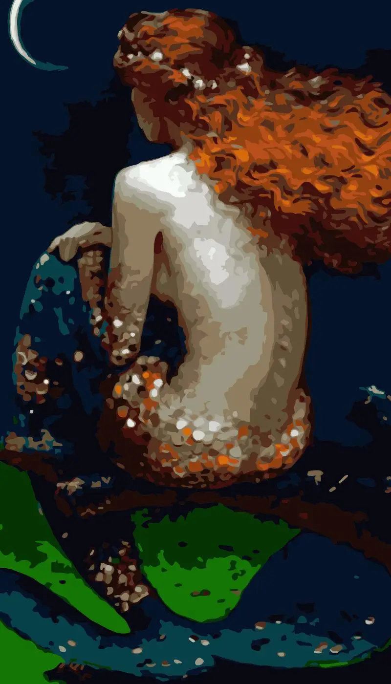 Painting By Numbers DIY Dropshipping 40x50 60x75cm Melancholy mermaid back Figure Canvas Wedding Decoration Art picture Gift | Дом и сад