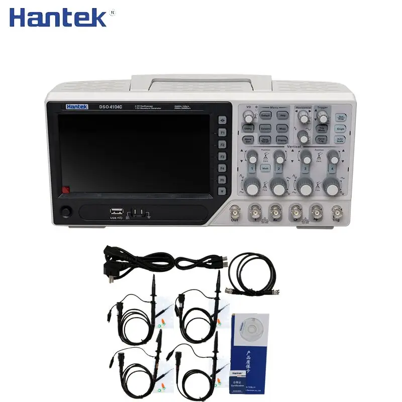 Hantek DSO4104C цифровой осциллограф 4 Каналы 100 МГц 1GSa/s Osciloscopio Portail 7 дюймов USB осциллографы