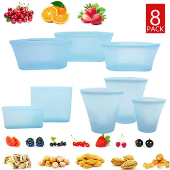 

Silicone Food Storage Bag Silicone Fresh Bag Reusable Food Storage Bag Stand Up Zips Shut Bag Fruit Vegetable Cup Organizer