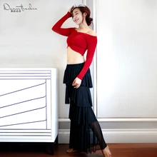 Костюм для танца живота, женская униформа с длинным рукавом, танцевальные костюмы, Осень-зима, тренировочная одежда, комплект из 2 предметов, Восточный танец 171