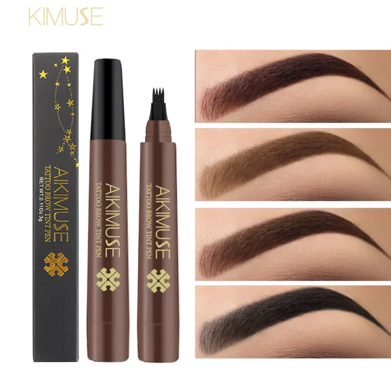 

KIMUSE 4 Head Makeup Eyebrow Enhancers Matte Smudge-proof Waterproof Tattoo Pen Long-lasting Eyebrow Pencil Cosmetic 4 Colors