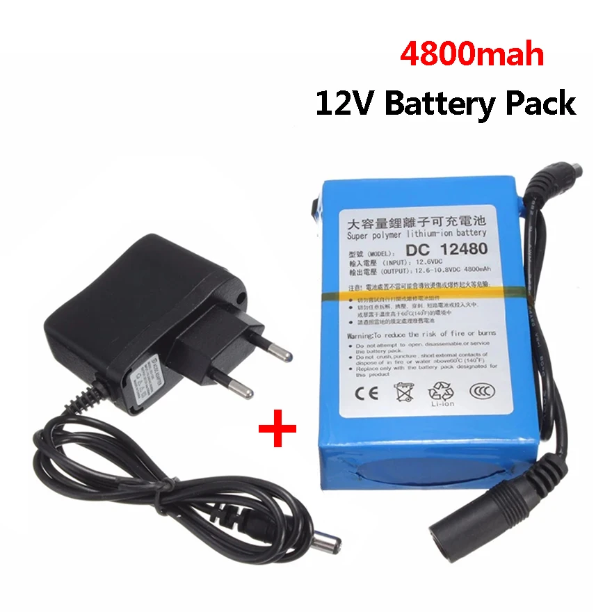 New 12V 4800mAh Rechargeable Lithium Battery Pack for CCTV Cam Monitor