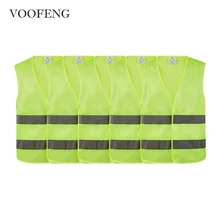 VOOFENG-chaleco reflectante Simple y ligero Unisex, ropa de seguridad para trabajo, almacén, Logo personalizado, BX-01, amarillo fluorescente, 5 uds.