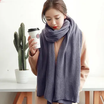 

New autumn and winter pure color knitted wool all-match fashionable scarf green