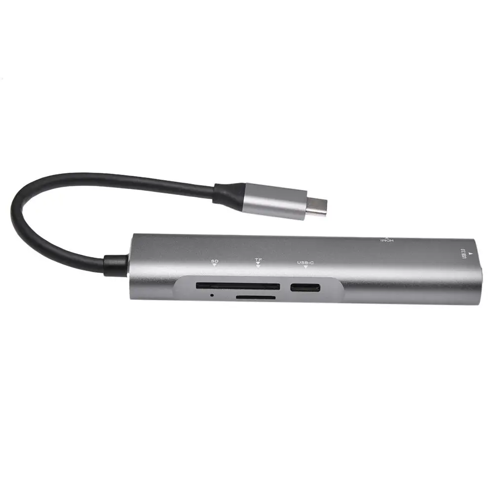 5 в 1 USB C концентратор адаптер USB-C к HDMI конвертер портативный легкий алюминиевый USB C концентратор для ноутбуков и смартфонов