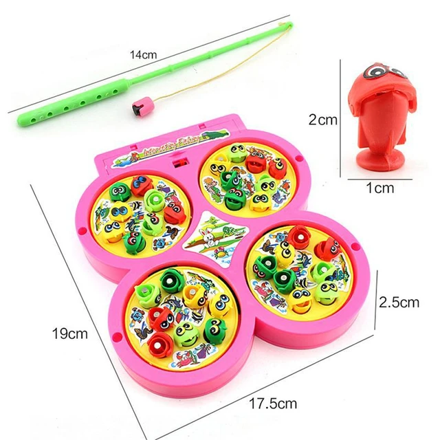 Random Color Children Fishing Plate Toy Rotating Music Colorful Fish Catching Fun Game Safe Convenient Educational Respectable 3