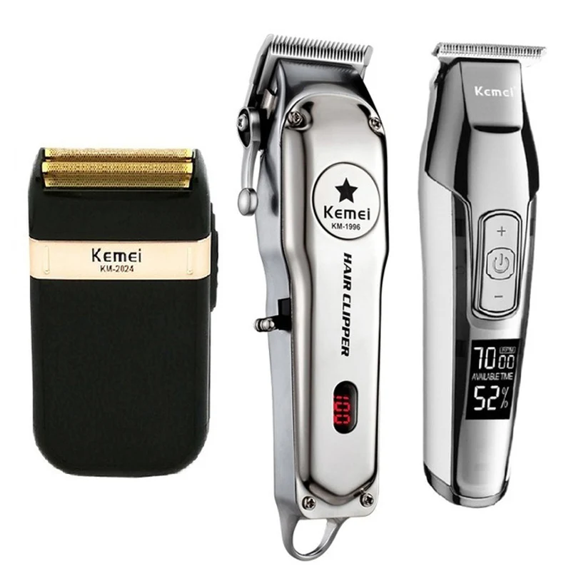 Kemei All Metal Professional Electric Hair Clipper Rechargeable Hair Trimmer Haircut Shaving Machine Kit KM-1996 KM-5027 KM-2024