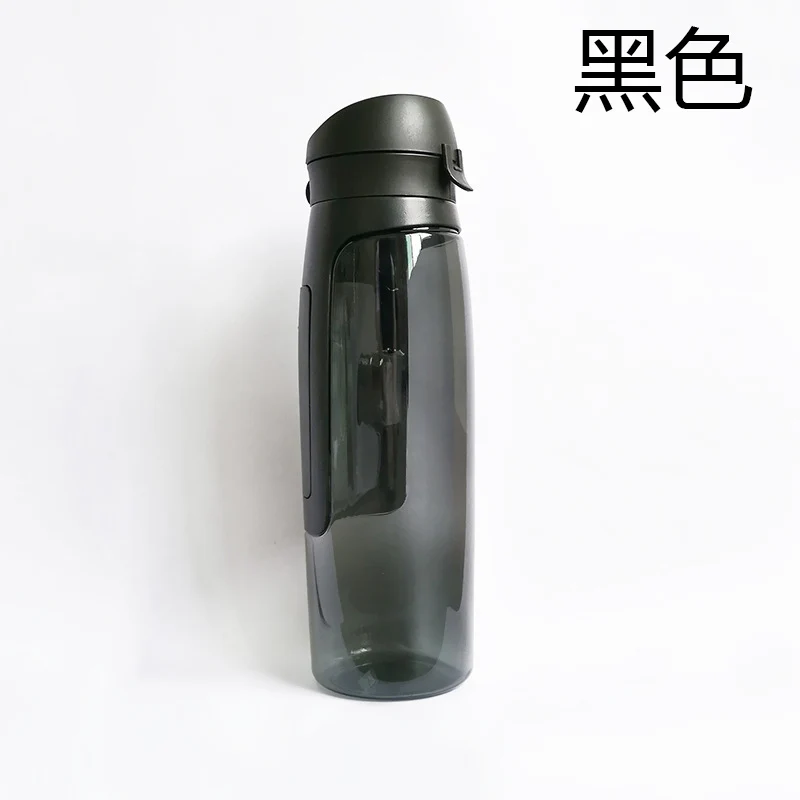Креативный спортивный чайник, пластиковая бутылка для напитков, спортивные бутылки для воды на открытом воздухе с бумажником для хранения, портативный держатель для карт, функция 750 мл - Цвет: Black