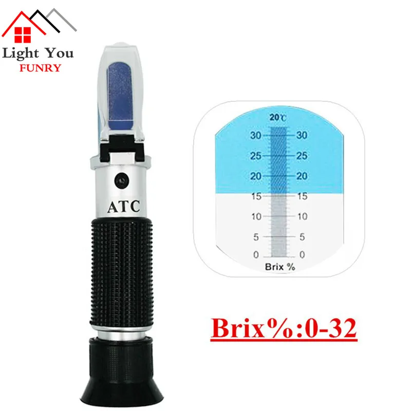 

Handheld Brix Refractometer Fruit Sweetness Measuring 0-32% Sugar Meter Soymilk Milk Concentration Honey Meter Salinity Meter