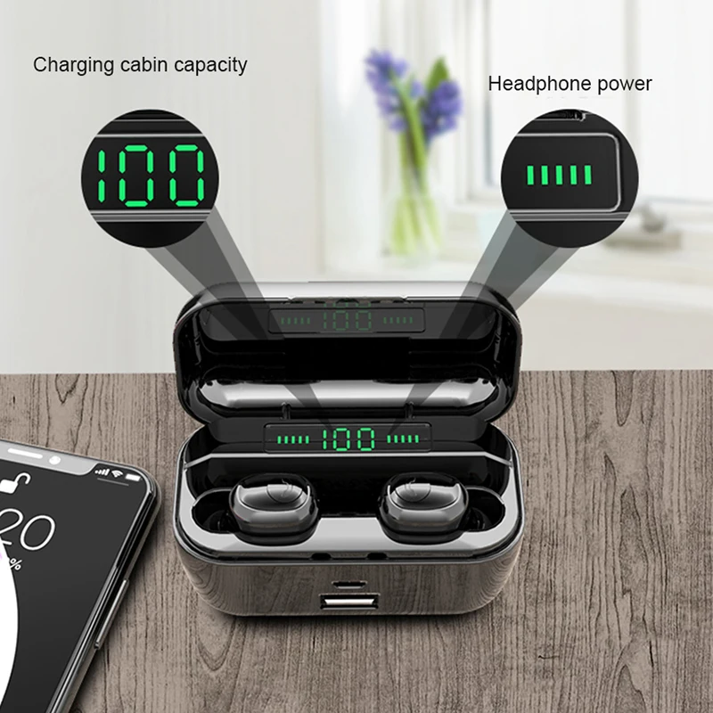 Новые 3500mAh TWS 5,0 беспроводные Bluetooth наушники светодиодный блок питания для Xiaomi iphone стерео гарнитура IPX7 водонепроницаемые наушники