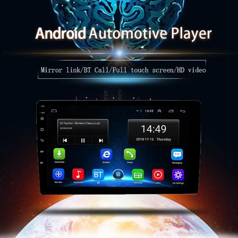 Одиночный DIN Android 8,1 автомобильный стерео MP5 плеер 10,1 дюймов gps навигация WiFi USB Bluetooth FM радио приемник в тире головное устройство