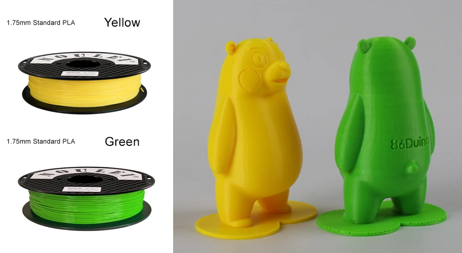 9 noulei 3d printing PLA filament 1.75mm Yellow Green