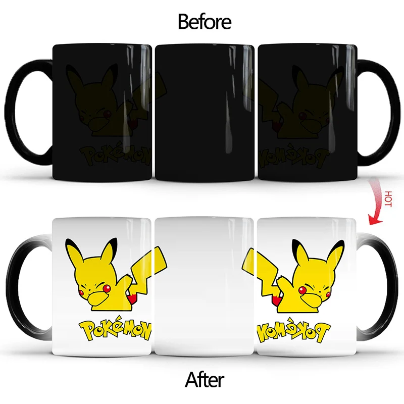 Mug Новинка, кофейные чашки и кружки Pokemon Magic, 350 мл, меняющие цвет, мультяшная аниме кружка, креативные чайные молочные керамические чашки - Цвет: Mug