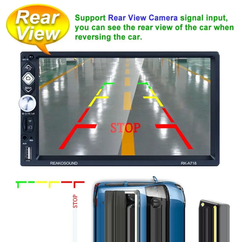 Android 8.1 MP3 MP4 A7 1.3GHZx4 Car Mp5 Gps Player Phonelink Wifi Bluetooth FM Function USB Support Rear View Camera Input