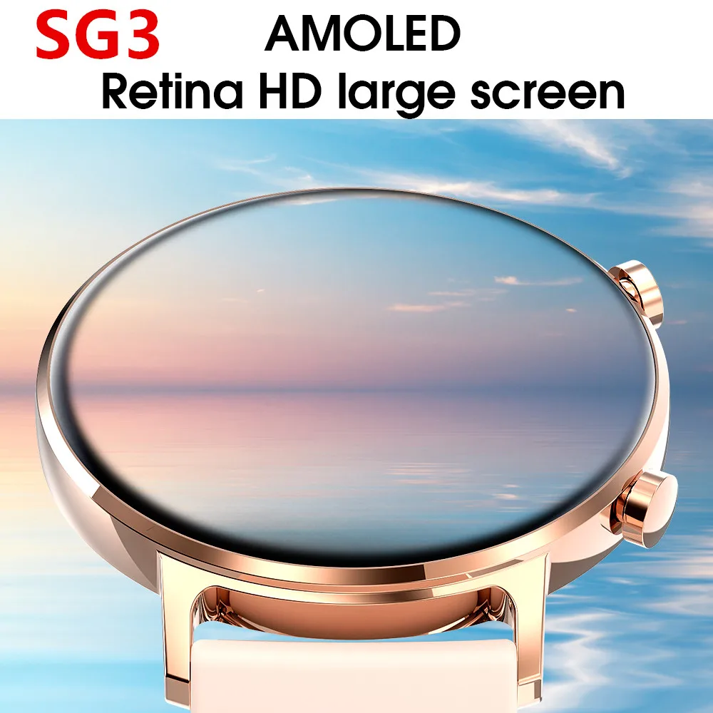 

2020 SG3 Fashion Smart Watch Men AMOLED 390*390 Screen ECG Heart Rate Sleep Monitor Fitness Watch IP68 Waterproof VS SG2 Watch