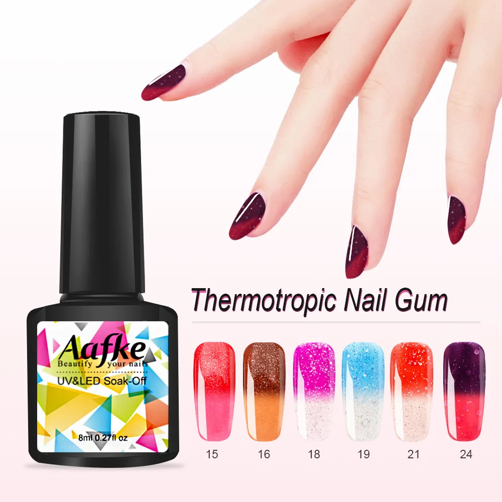 

8mll Rainbow Thermal Color Changing Gel Nail Polish Holographic Glitter Temperature Soak Off UV Gel Varnish ZJJ3035