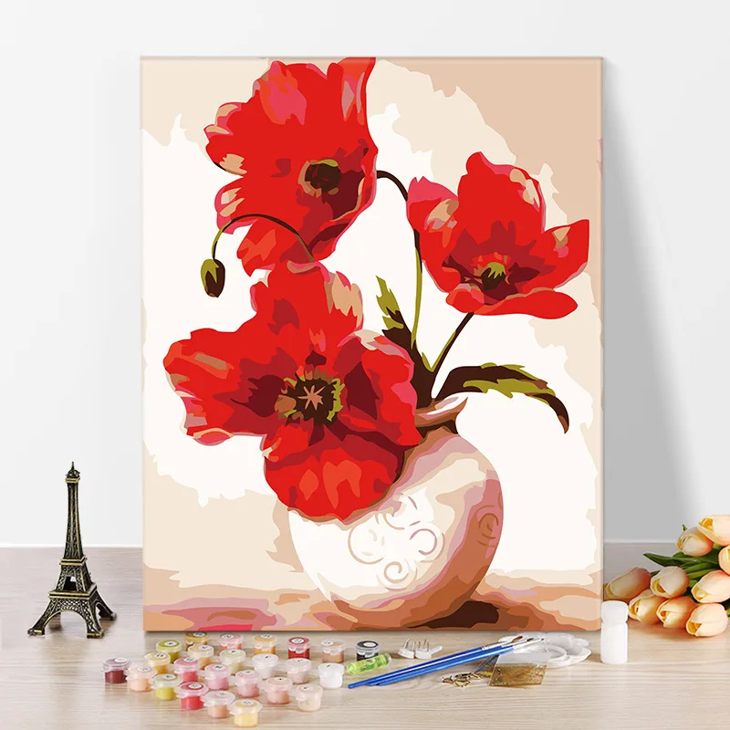 

DIY Digital Oil Painting Hand-Painted Substantial Living Room Cartoon Animation Own Coloring Paintings Decorative Painting Vase