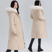 

Winter Women Parkas Hooded Loose Thick Female 90% White Duck Down Long Coat Casual Ladies Snow Warm Jacket Ouotwear