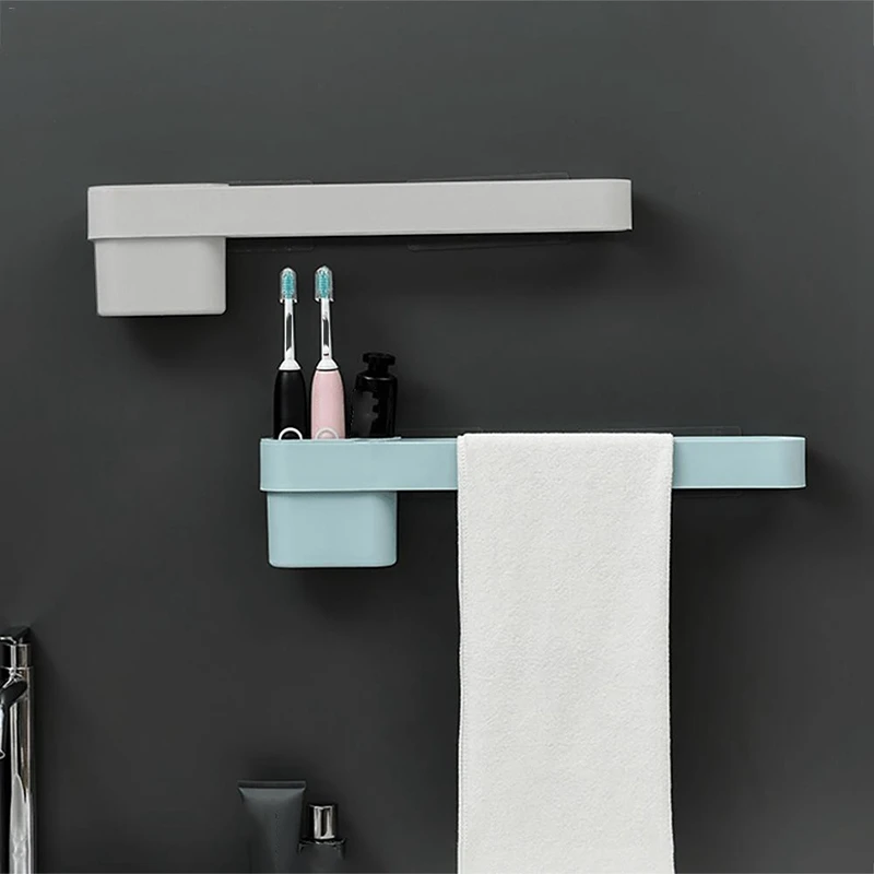 New New Bathroom Punch-Free Washing Shelf Wall-Mounted Toothbrush Toothpaste Storage Box Towel Rack Kitchen Organizer