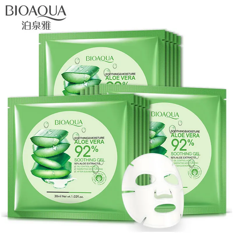 

BIOAQUA Natural Aloe Vera Gel Face Mask Skin Care Moisturizing Oil Control Wrapped Mask Shrink Pores Facial Mask