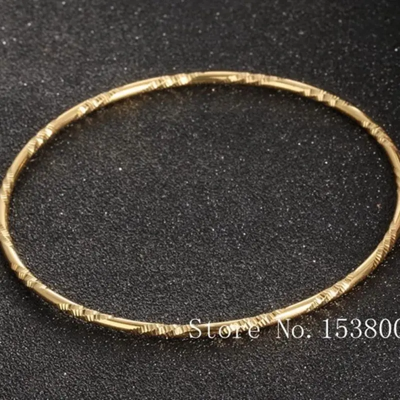 Резной простой жёлтый золотистый женский браслет 60 мм|women bangles|gold womens banglewomen gold