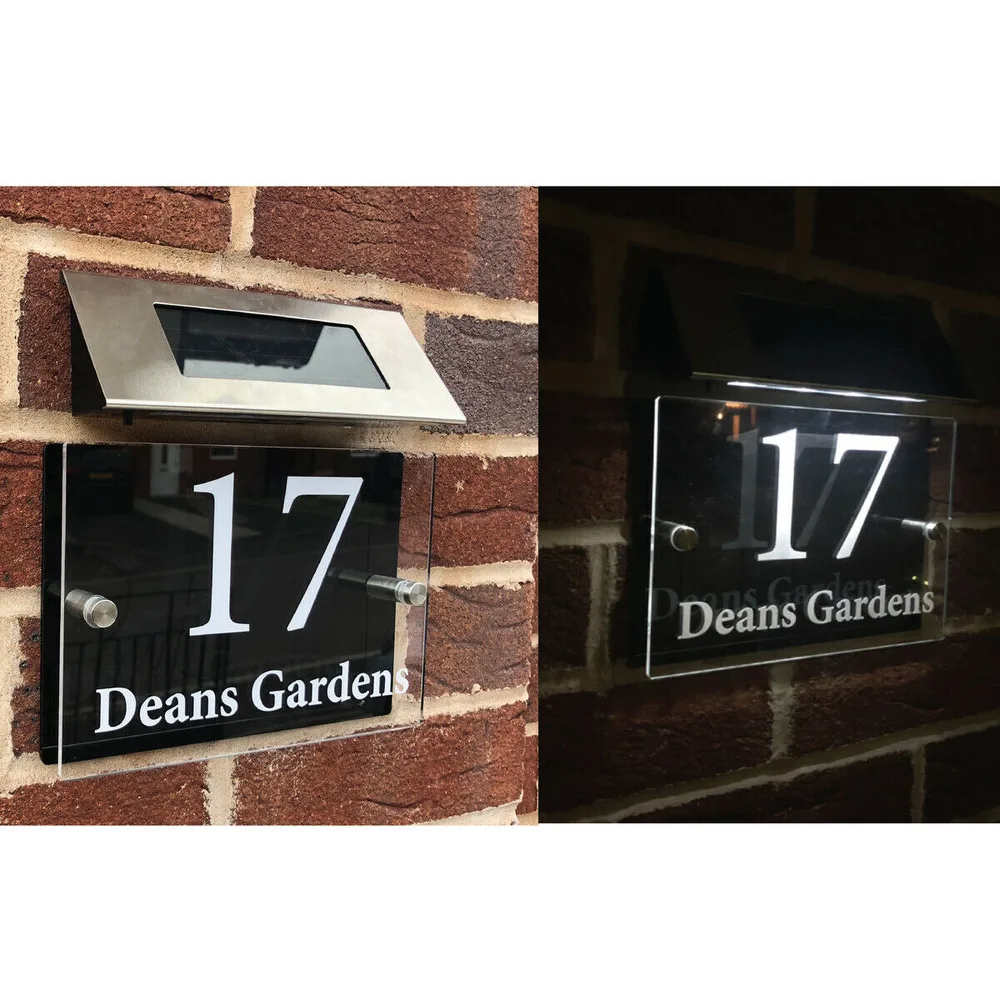 Customized Door Sign Numbers House Plaques Solar Light Acrylic Aluminum Backplane | Обустройство дома
