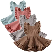 Одежда для маленьких девочек; бархатное платье на подтяжках; Повседневный Сарафан на бретелях с оборками для малышей; летнее платье на подтяжках для девочек; комбинезоны