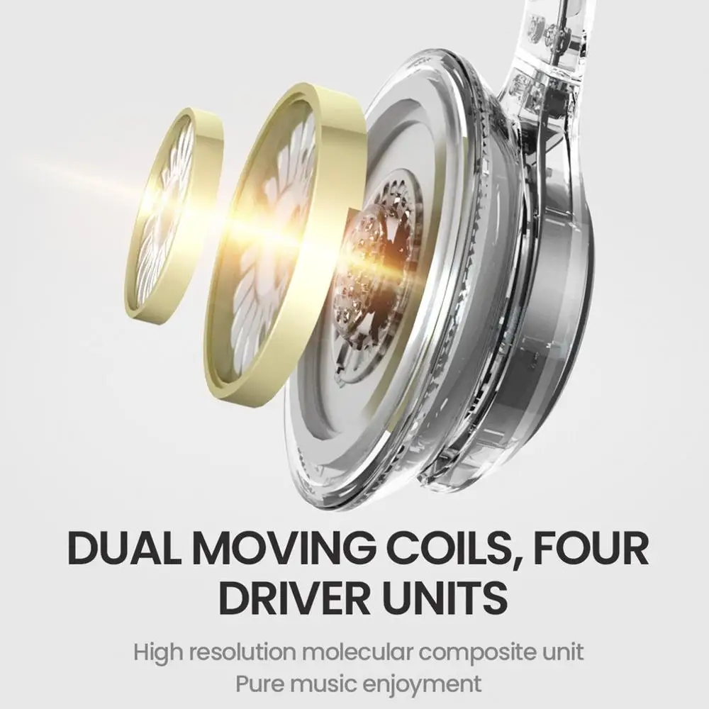 Wireless Headphones Foldable Headset Stereo HiFi Bass Earphones Noise Reduction Double Moving Coils EQ Mode