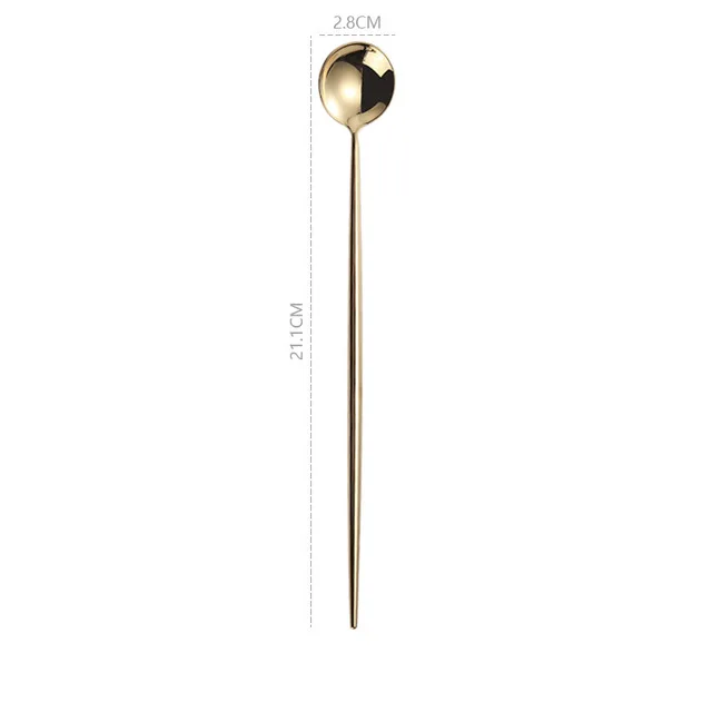 1icespoon Зеркальный Золотой набор столовых приборов 18/10 из нержавеющей стали столовое серебро набор сервис яркие палочки для еды вилки, ножи, ложки столовый набор - Цвет: 1icespoon