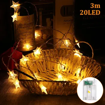 

LED Star String Lights Christmas Garland Battery 3M USB Powered Led Wedding Party Curtain String Fairy Lights For Home